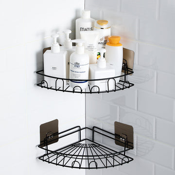 Pengtu Wholesale Bathroom Wall Hanging Corner Storage Rack Household Vanity Racks Stall Plastic Bathroom Wall