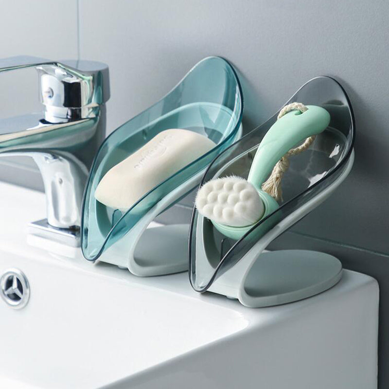 Bathroom Soap Holder Leaf Shape Soap Box Kitchen Dish Storage Box Non-slip Drain Soap Storage Case Container Bathroom Accessorie