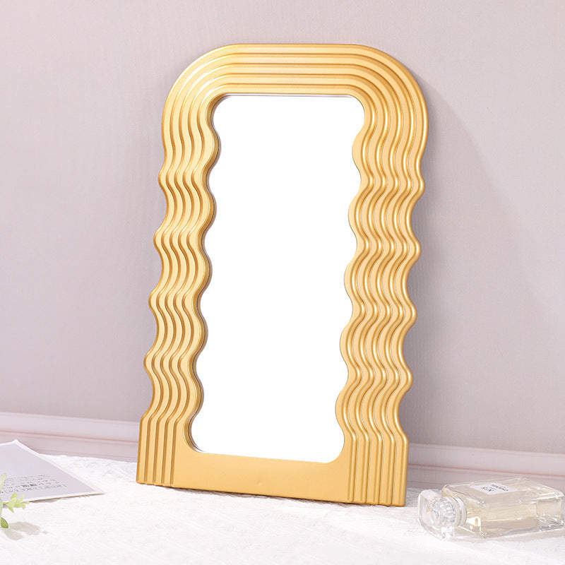 Ins Desktop Bathroom Porch Decoration Special-shaped Wave Mirror